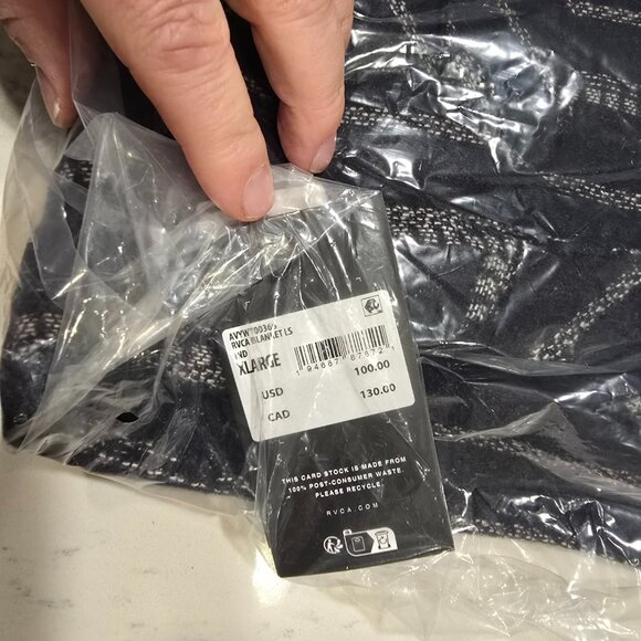 RVCA BLANKET Long-Sleeve Heavy Shirt BLACK - Men's XL SHACKET NEW WITH TAGS - Picture 2 of 6